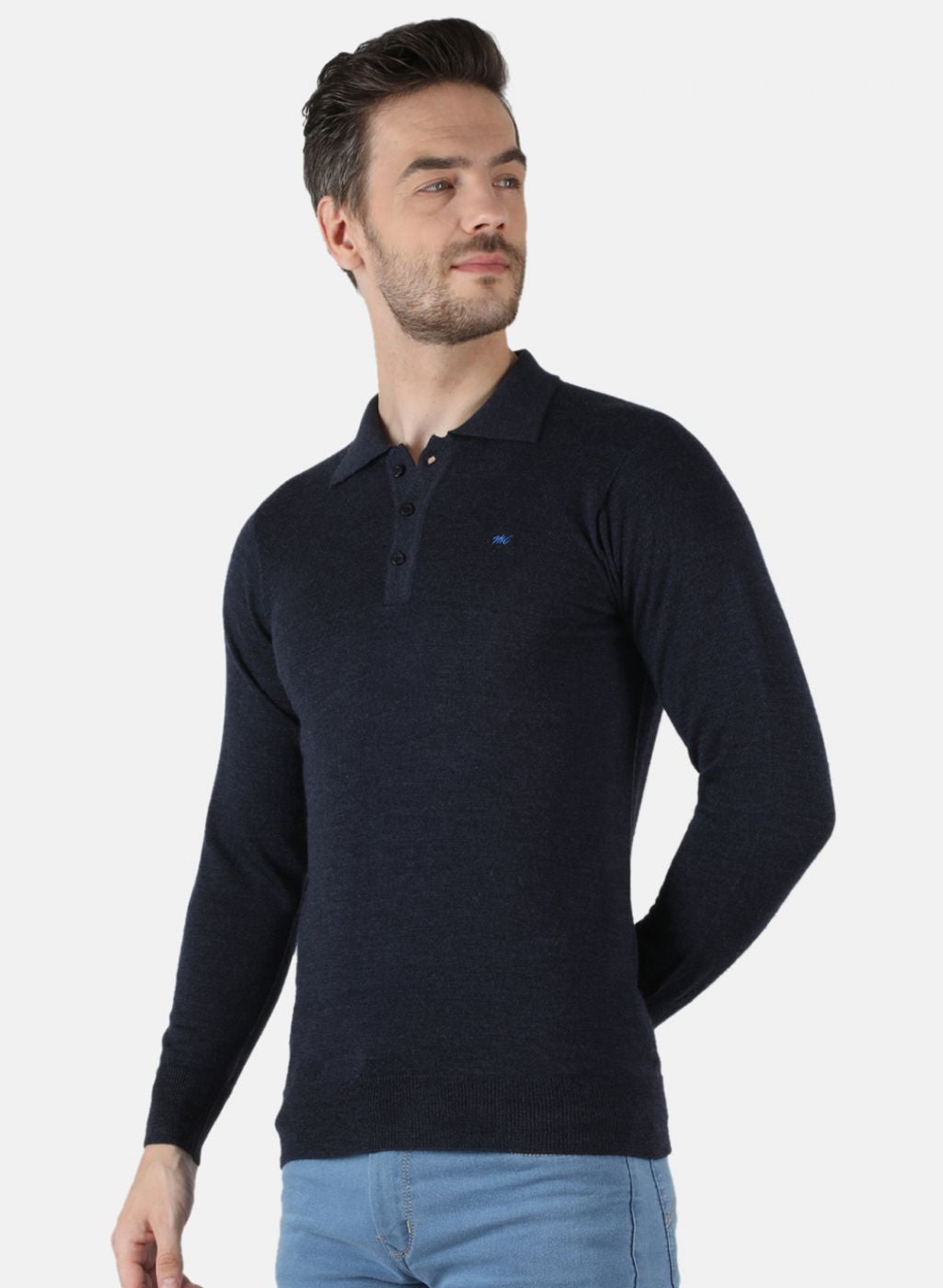 Men NAvy Blue Solid T-Shirt