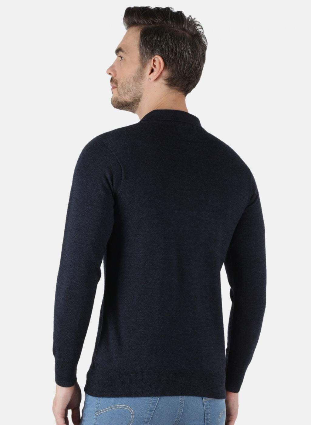 Men NAvy Blue Solid T-Shirt