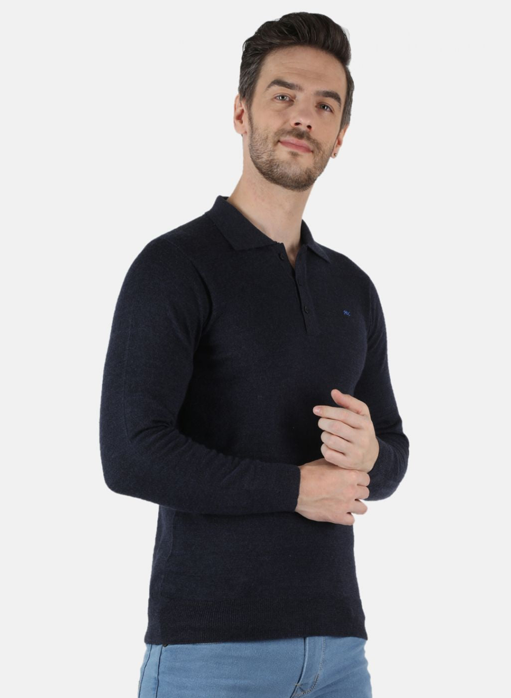 Men NAvy Blue Solid T-Shirt