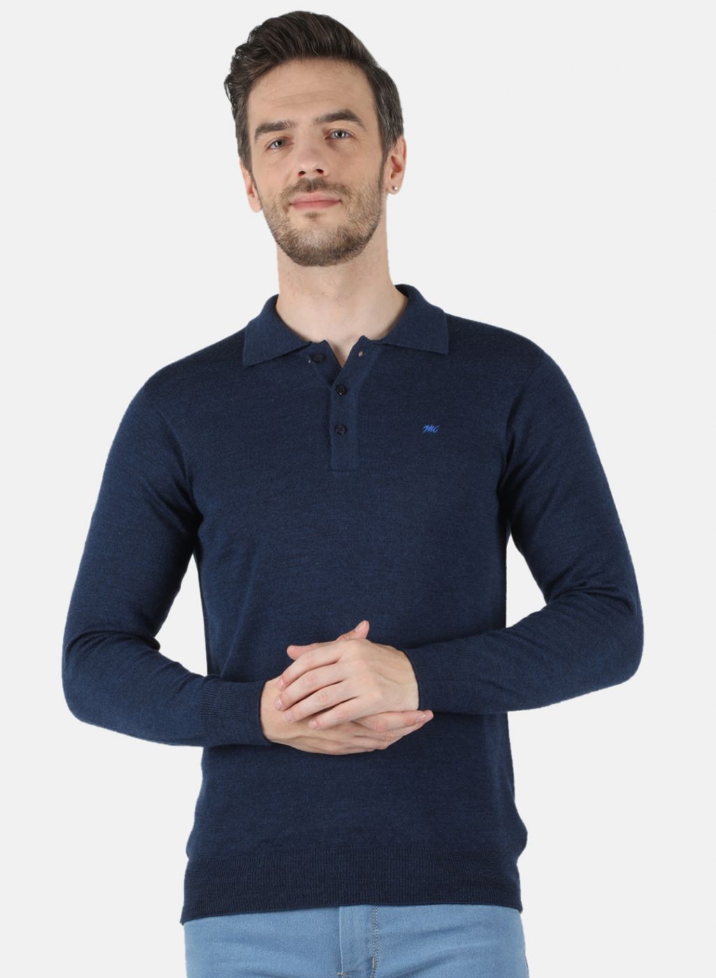 Men NAvy Blue Solid T-Shirt