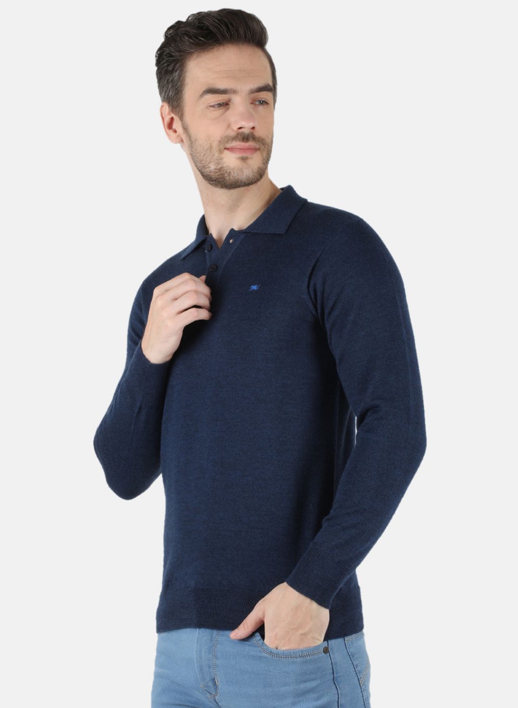 Men NAvy Blue Solid T-Shirt