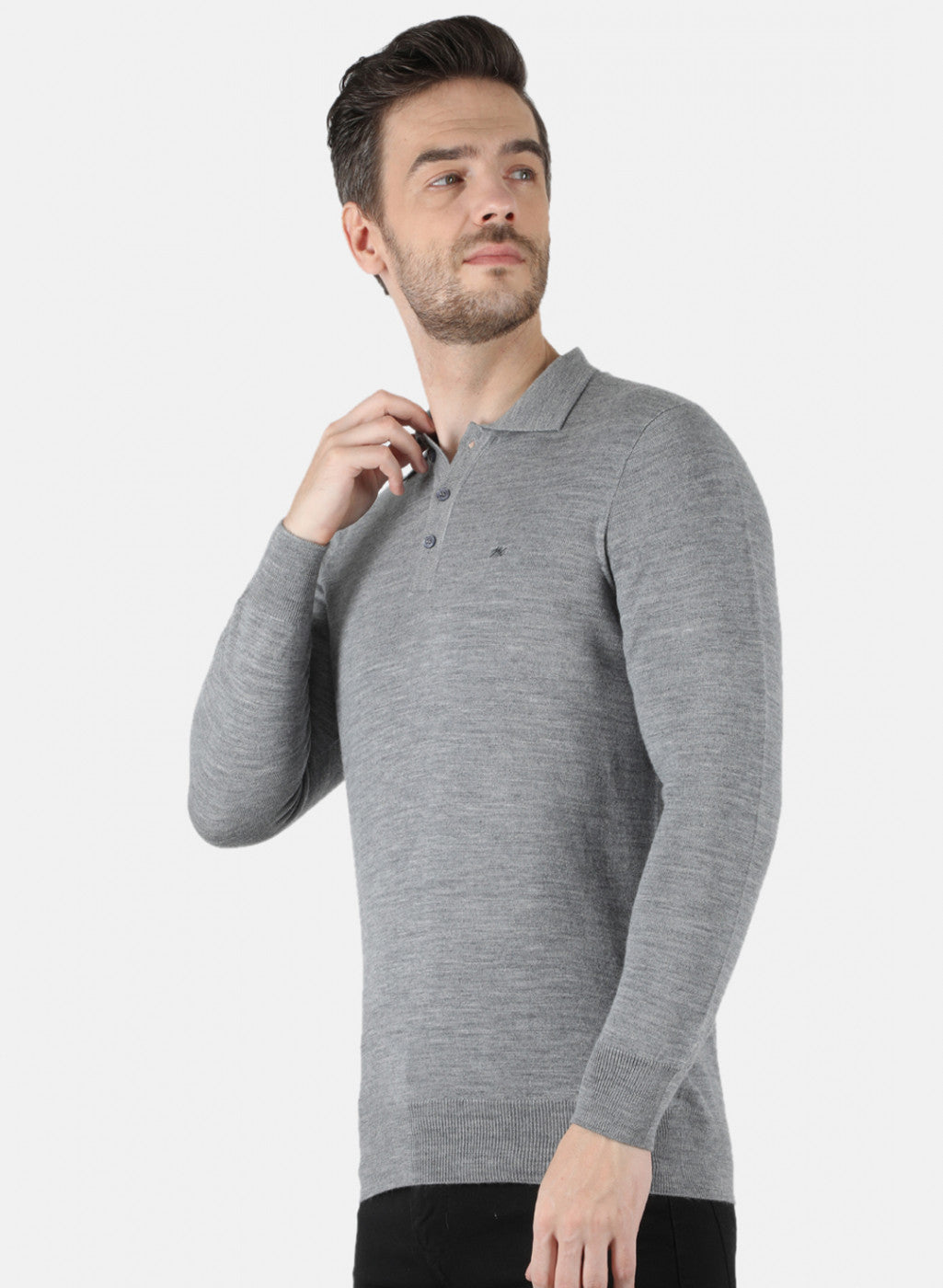 Men Grey Solid T-Shirt