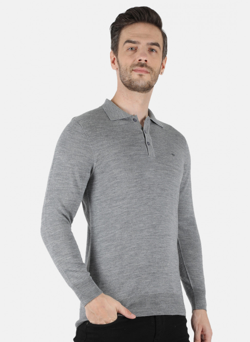 Men Grey Solid T-Shirt