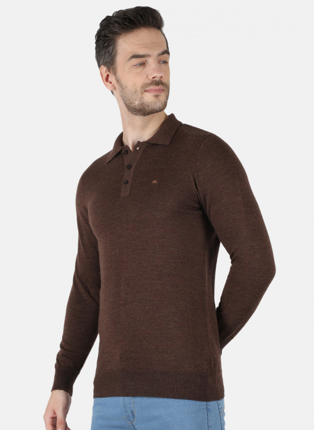 Men Brown Solid T-Shirt