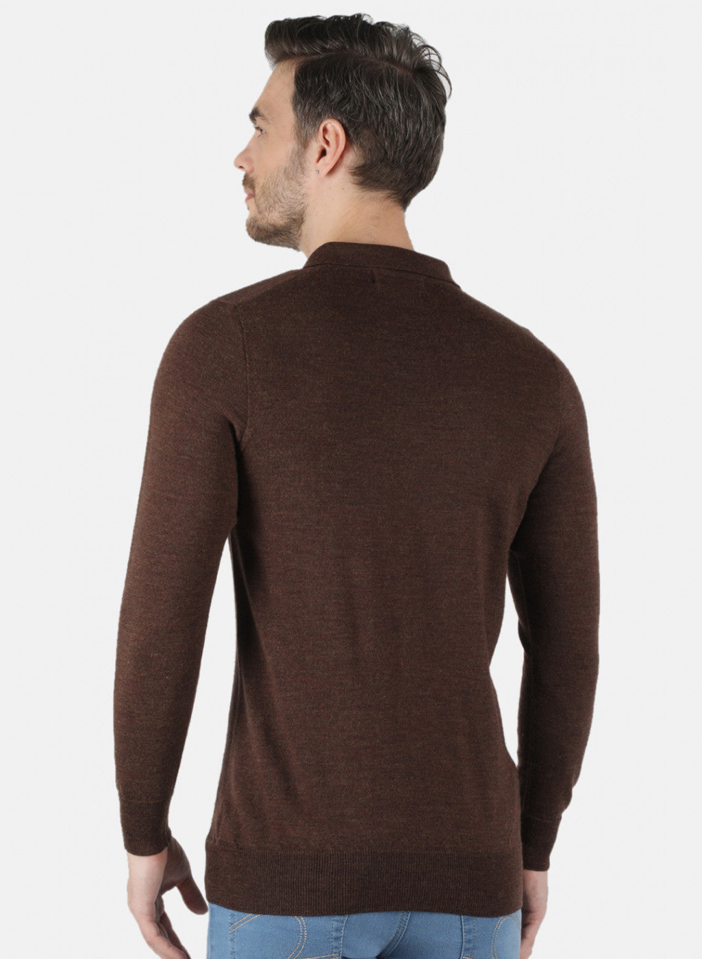 Men Brown Solid T-Shirt