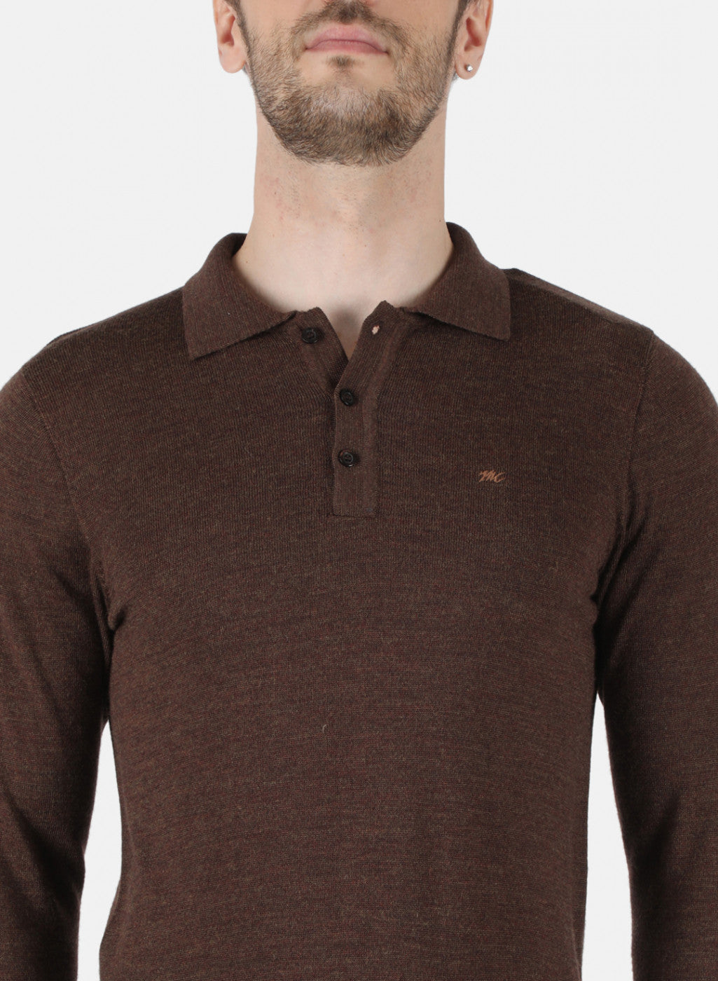 Men Brown Solid T-Shirt