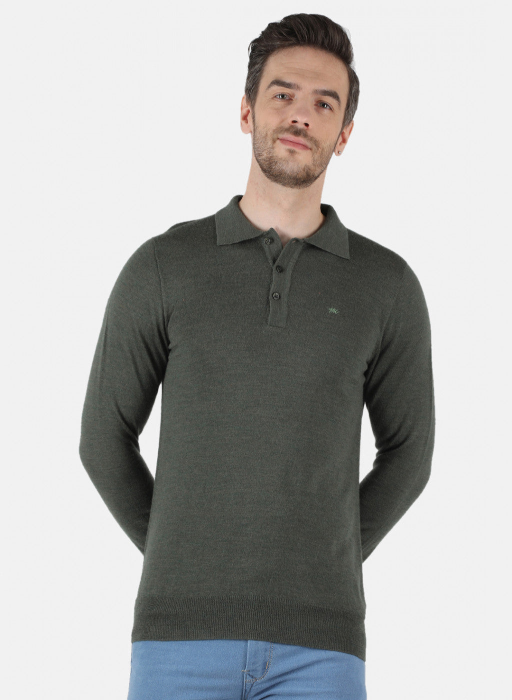 Men Olive Solid T-Shirt