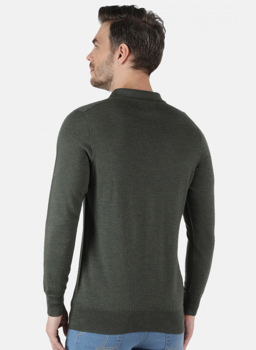 Men Olive Solid T-Shirt