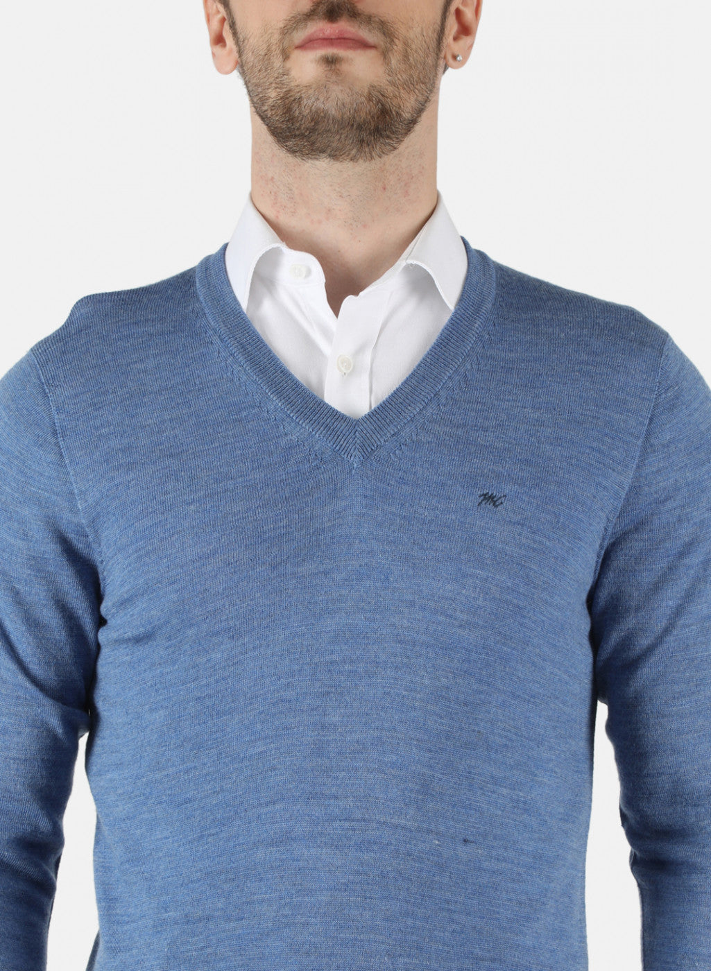 Men Blue Solid Pullover