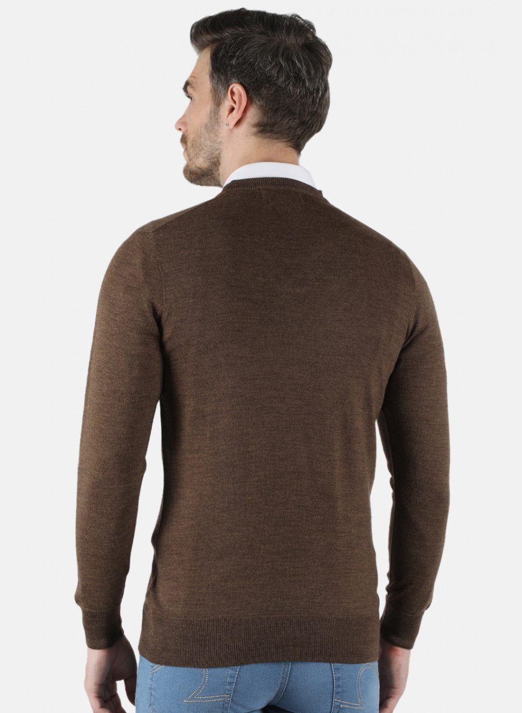 Men Brown Solid Pullover