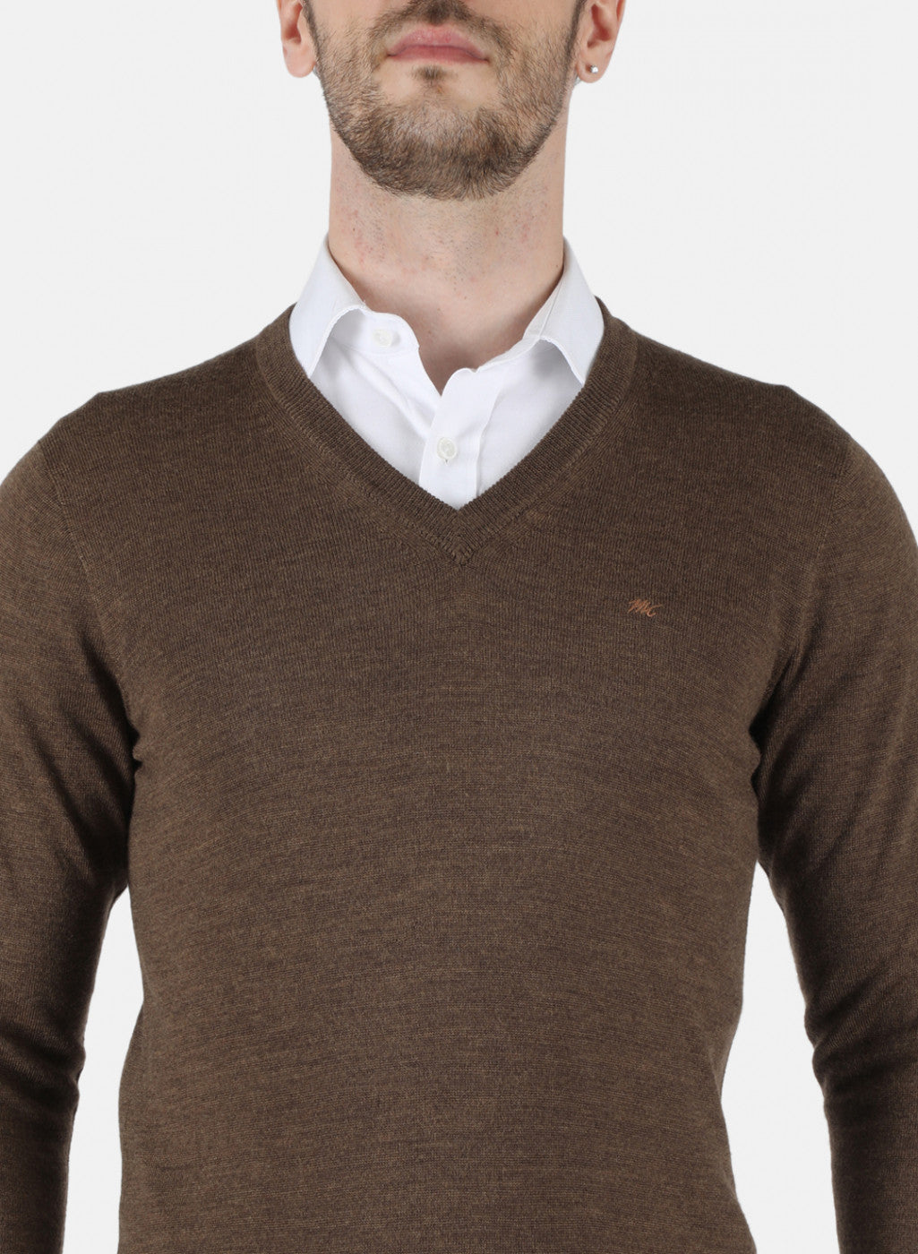 Men Brown Solid Pullover