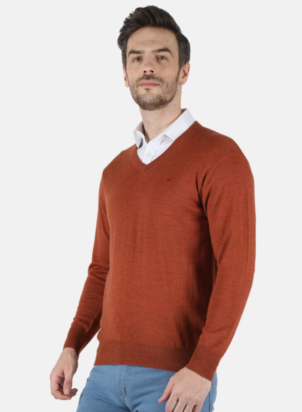 Men Orange Solid Pullover
