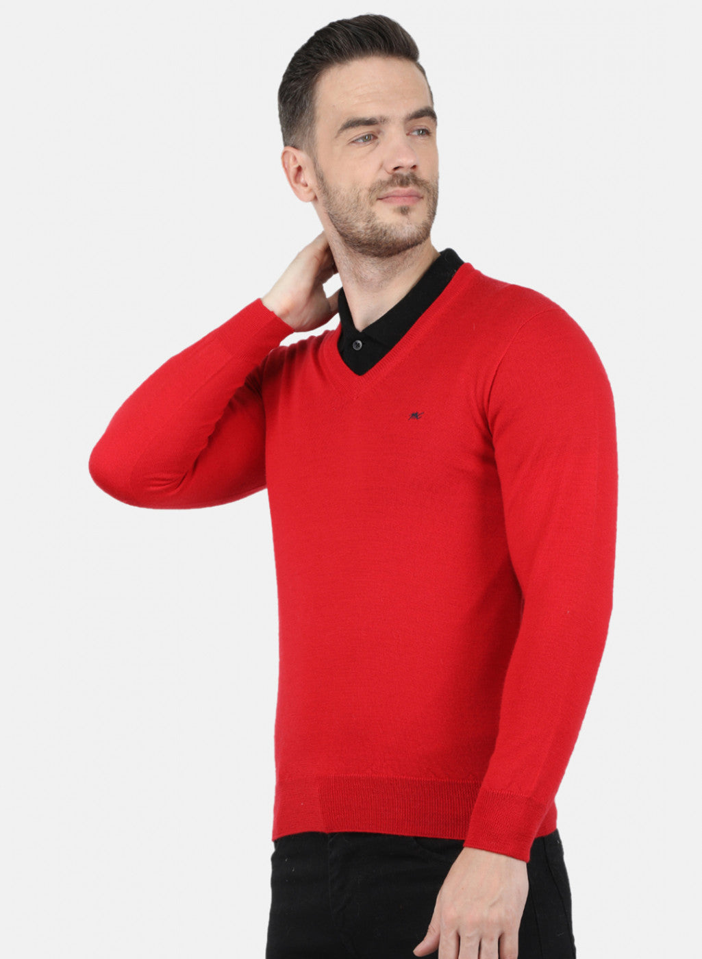 Men Red Solid Pullover