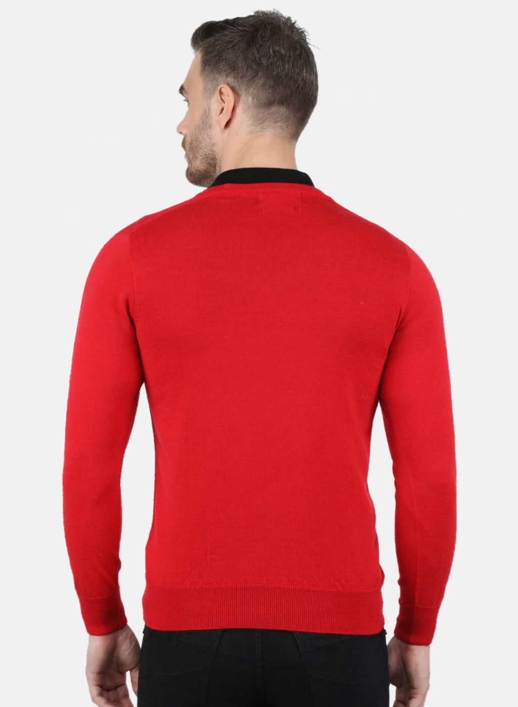Men Red Solid Pullover