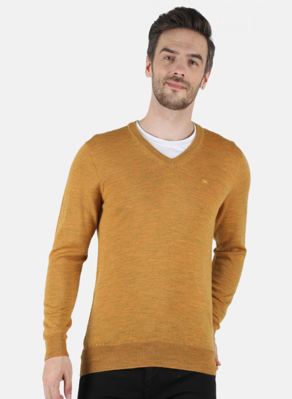 Men Gold Solid Pullover