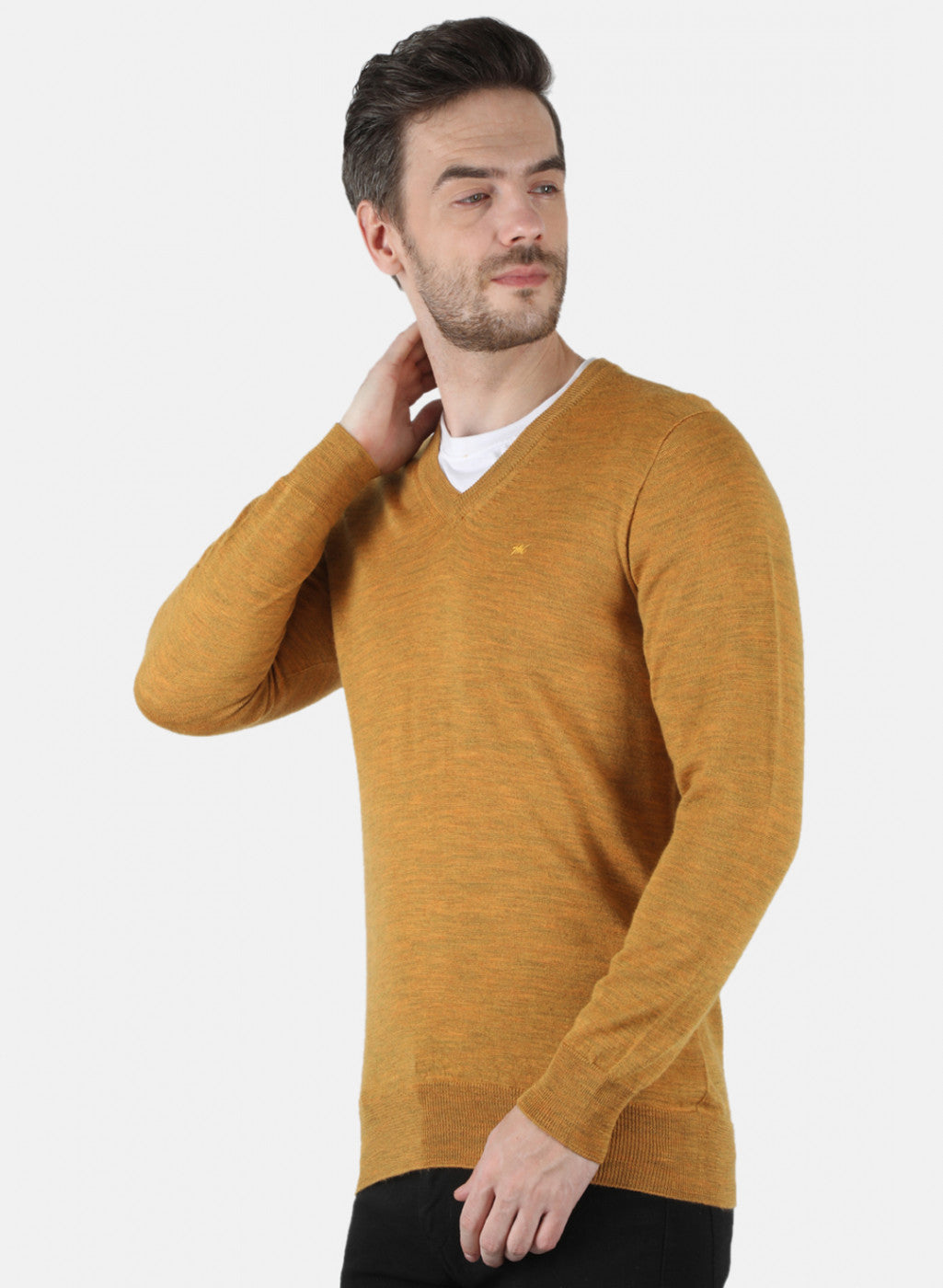 Men Gold Solid Pullover