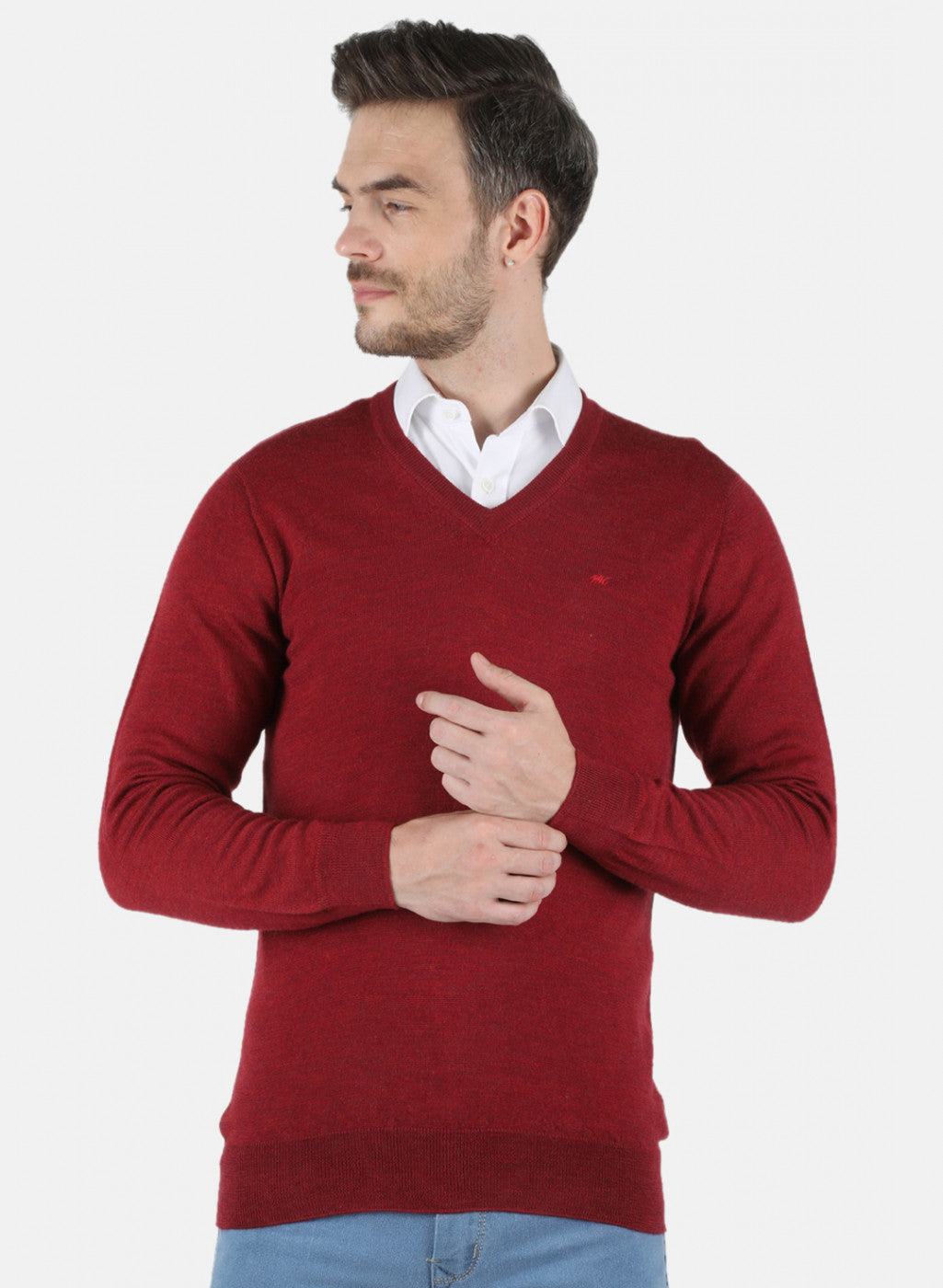 Men Maroon Solid Pullover