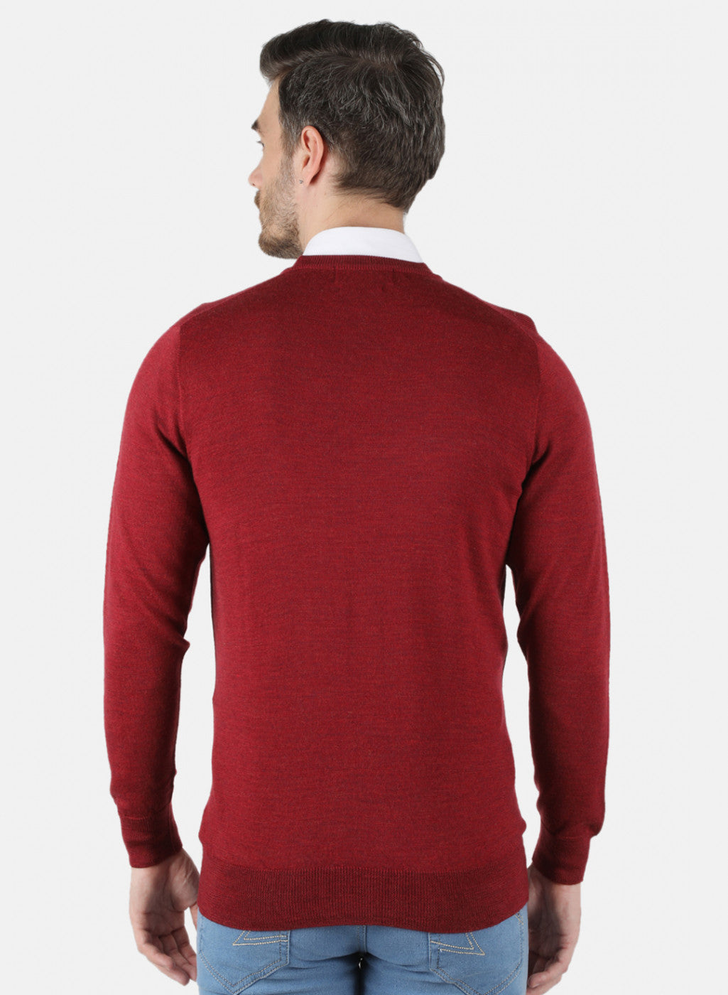 Men Maroon Solid Pullover
