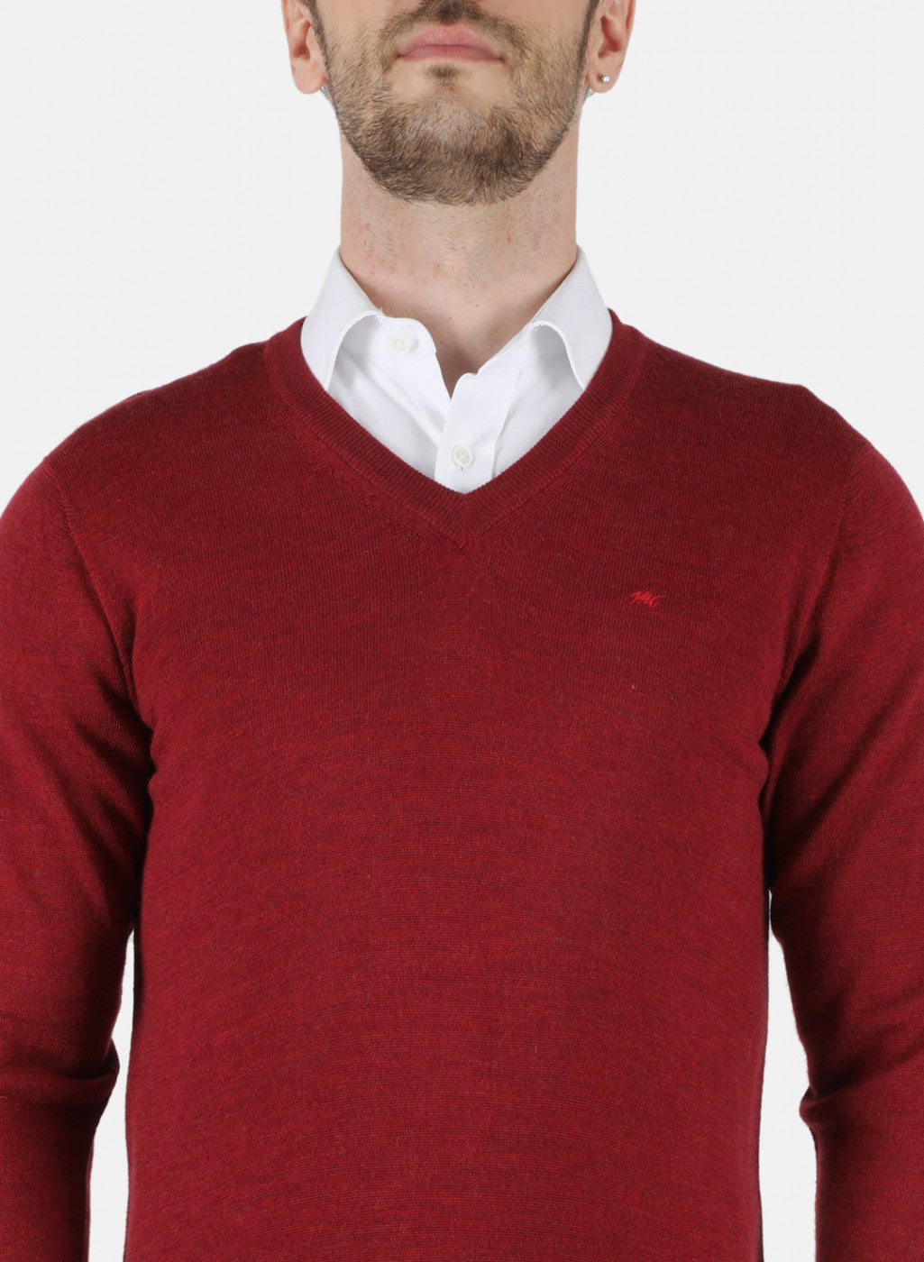 Men Maroon Solid Pullover