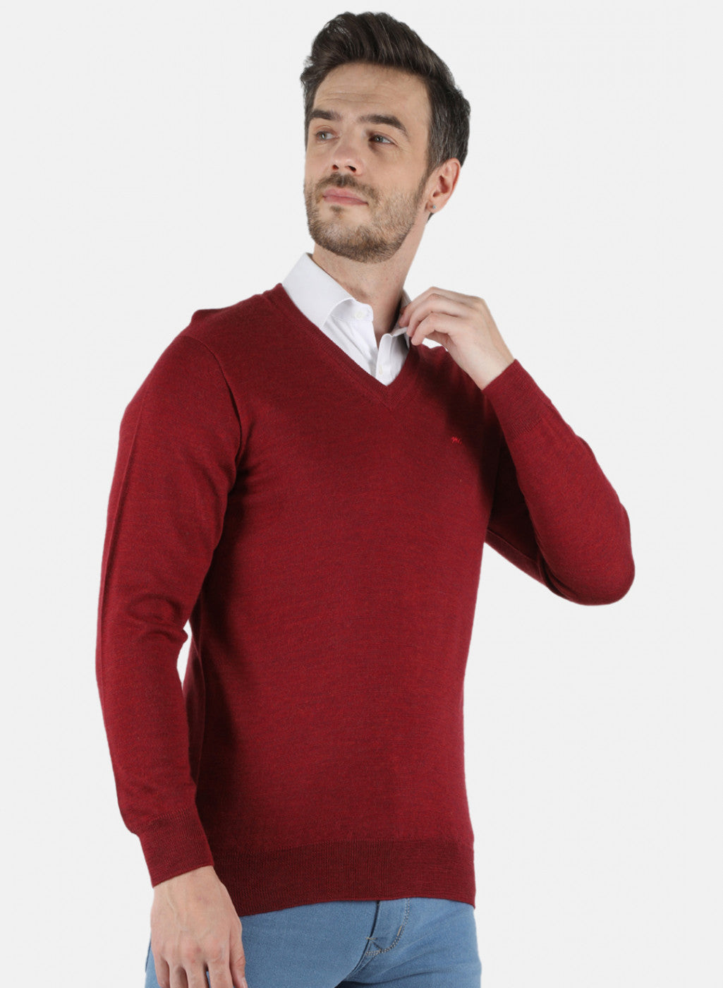 Men Maroon Solid Pullover