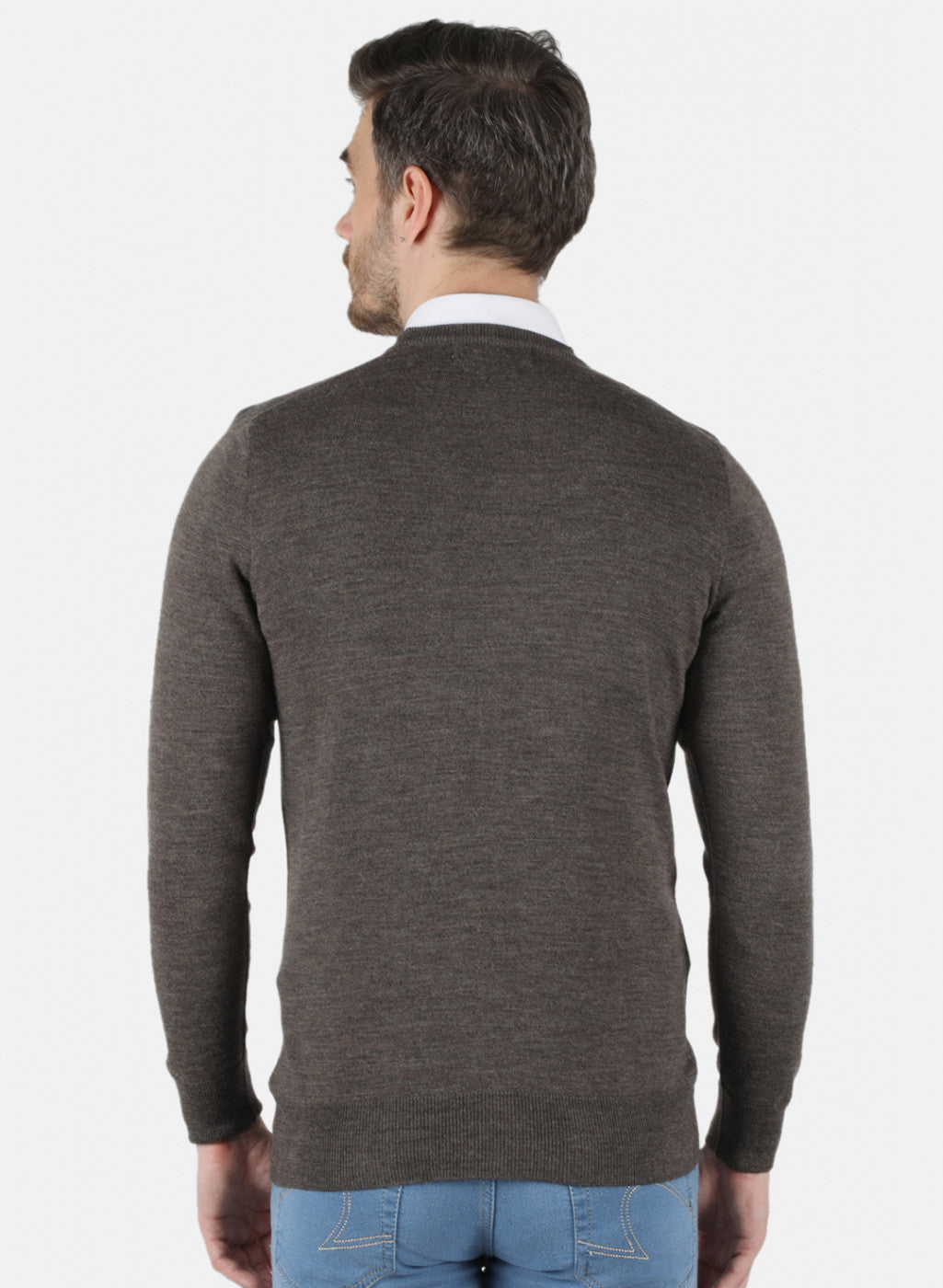 Men Brown Solid Pullover