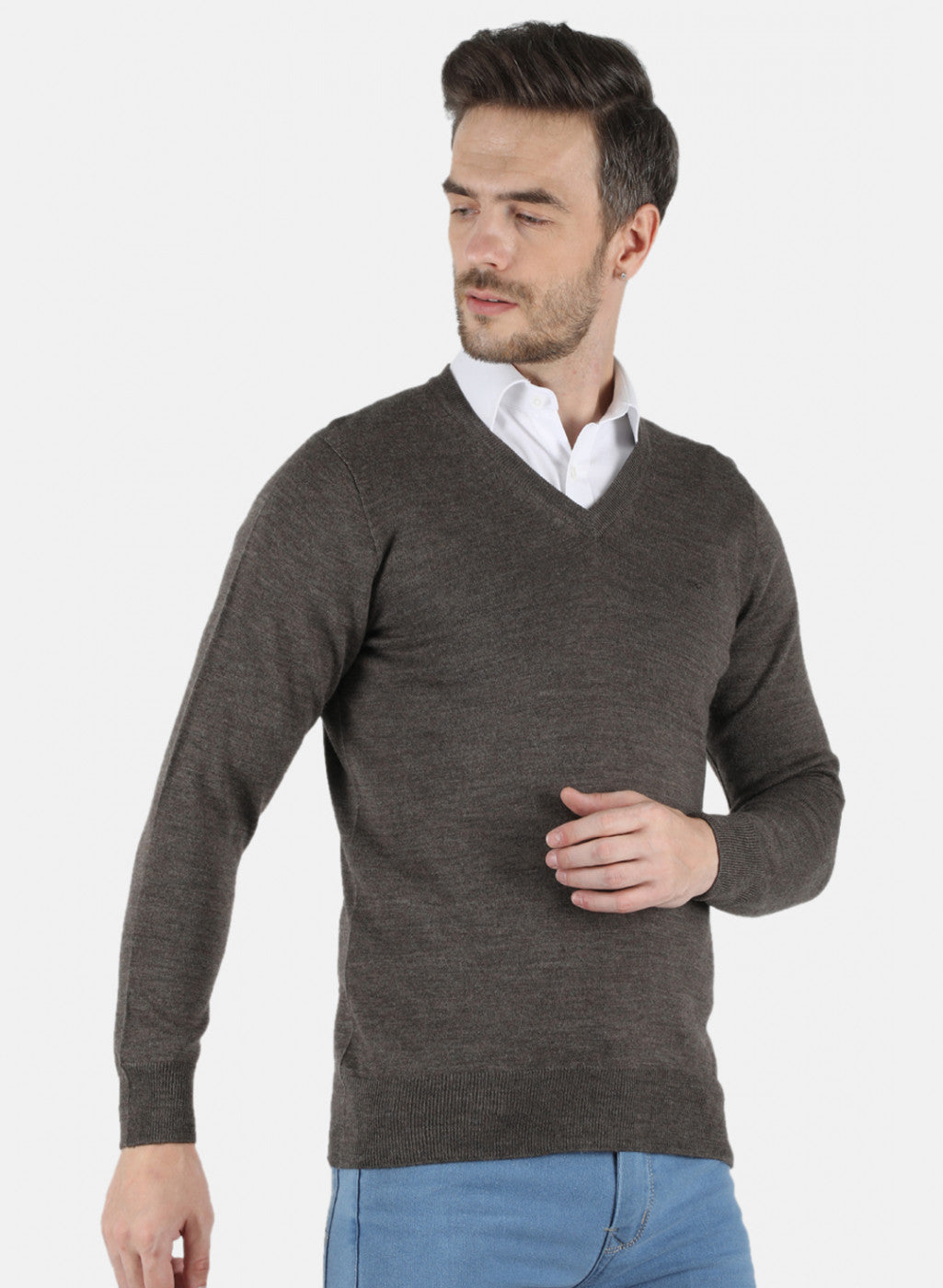 Men Brown Solid Pullover