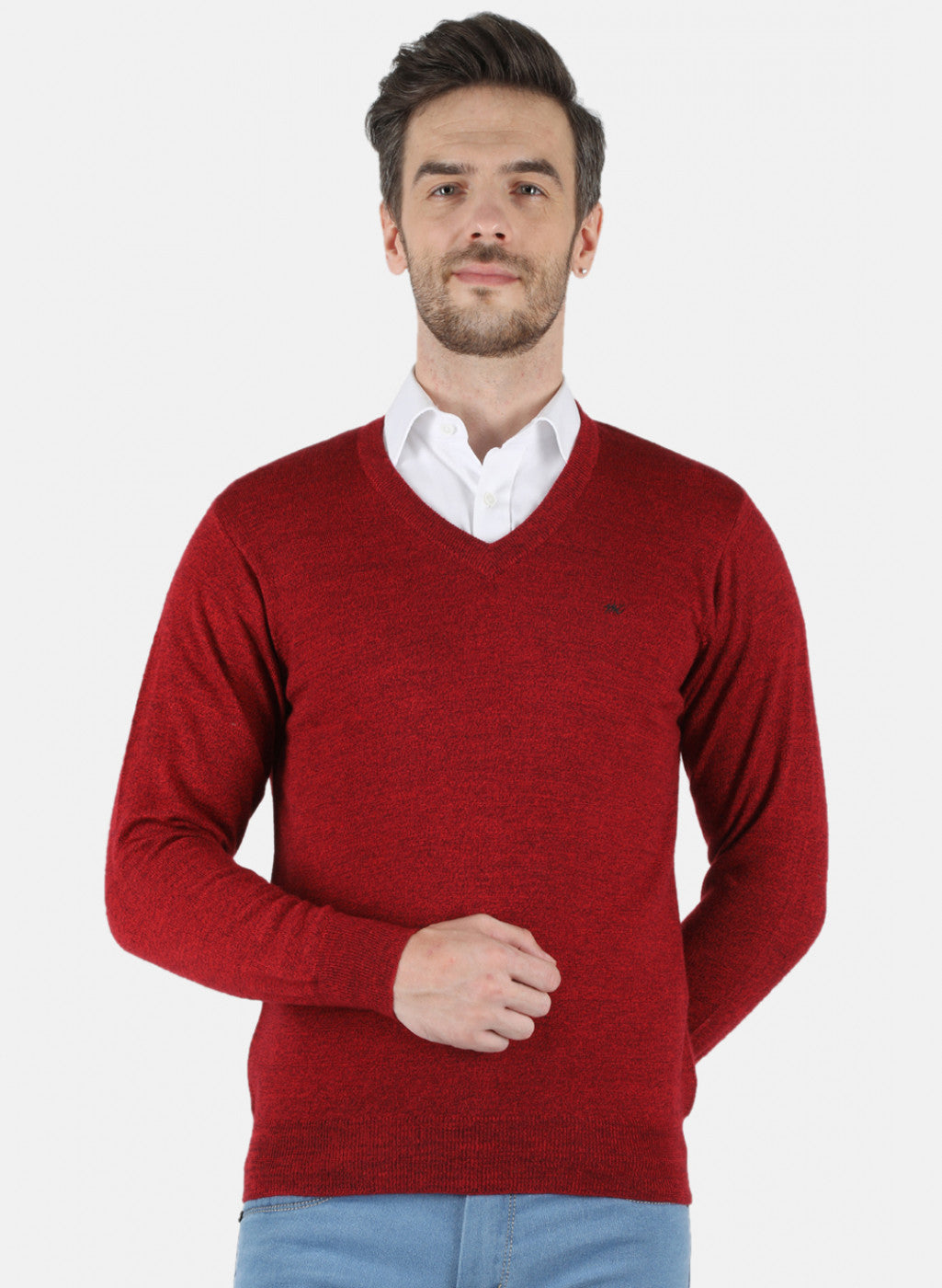 Men Red Solid Pullover