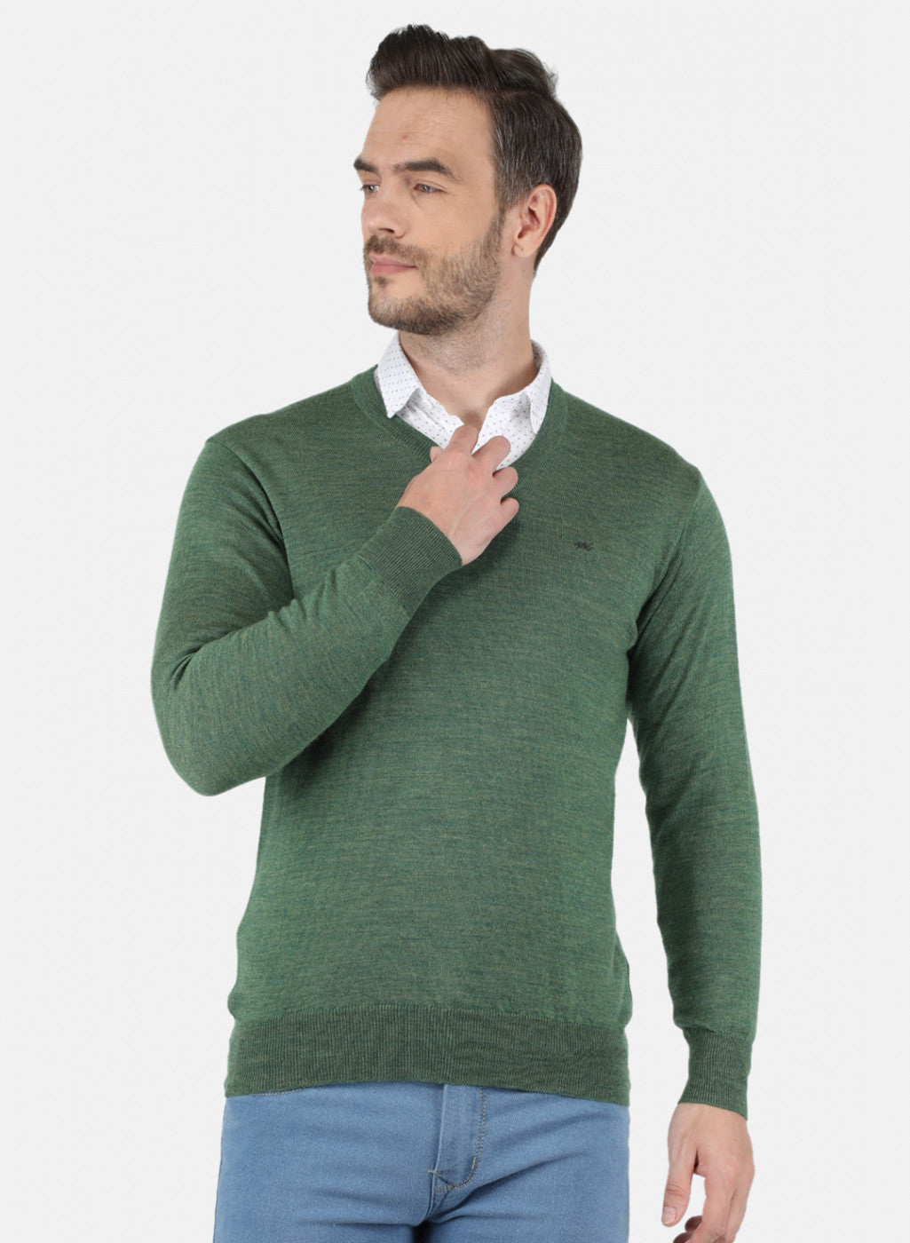 Men Green Solid Pullover
