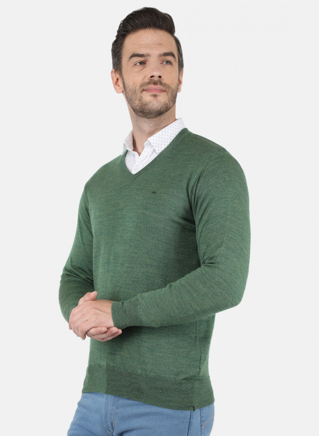 Men Green Solid Pullover