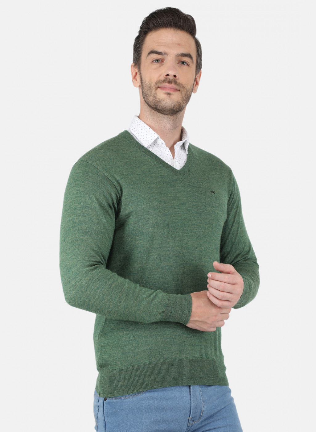 Men Green Solid Pullover
