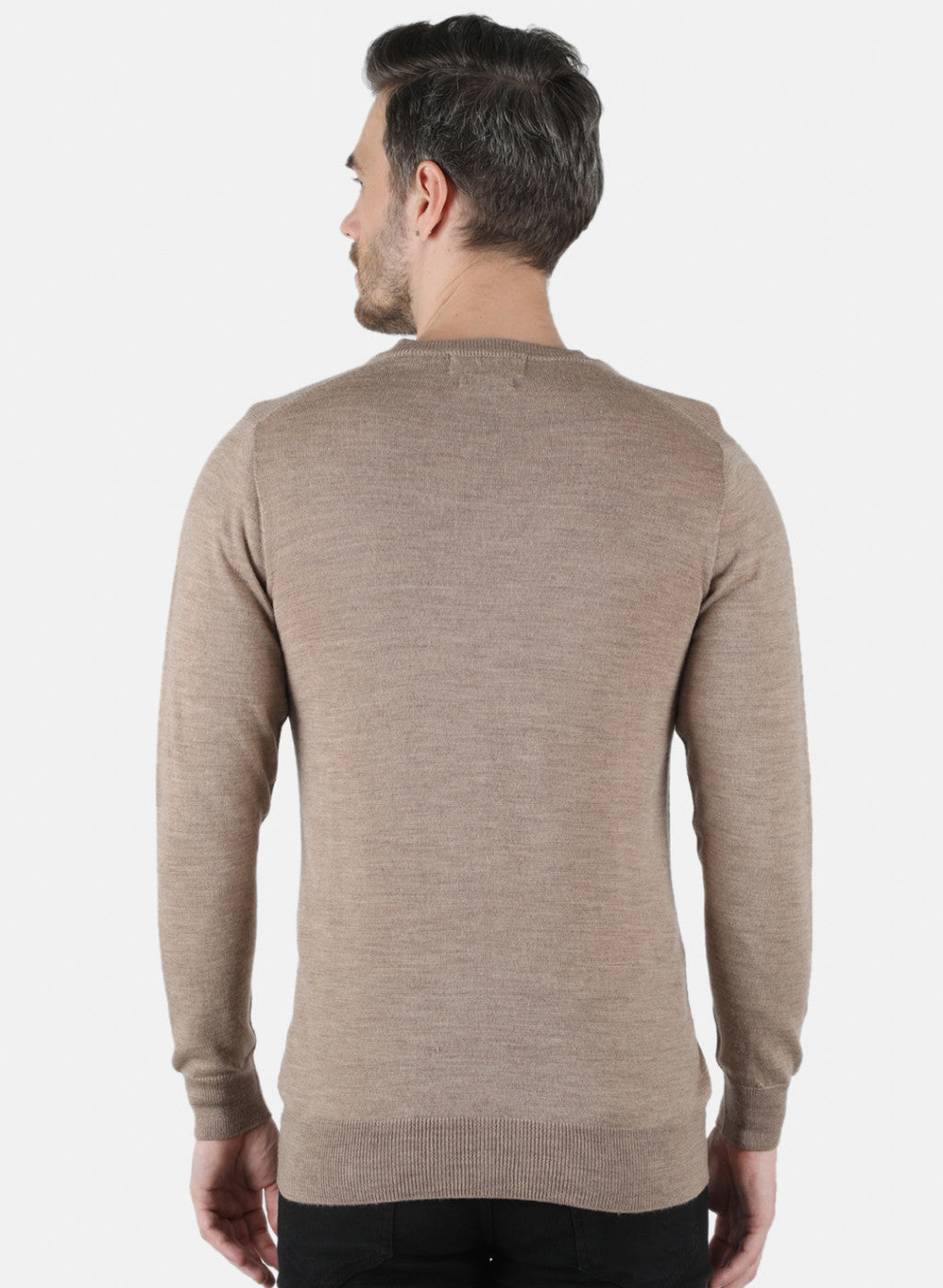 Men Beige Solid Pullover