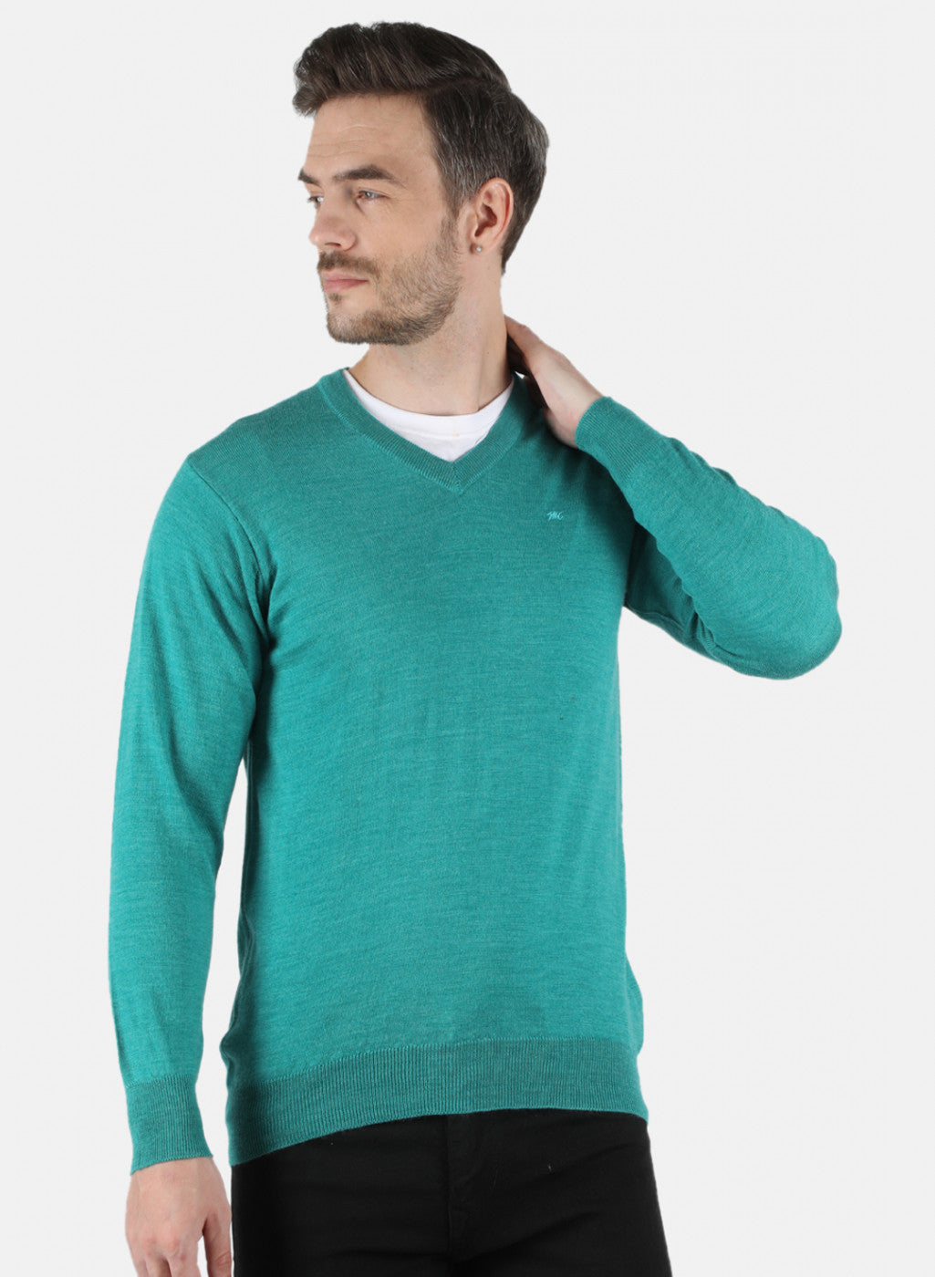Men Green Solid Pullover