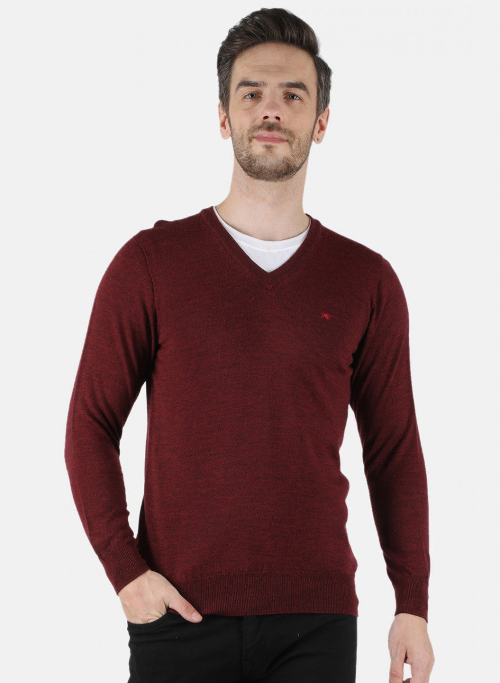 Men Purple Solid Pullover