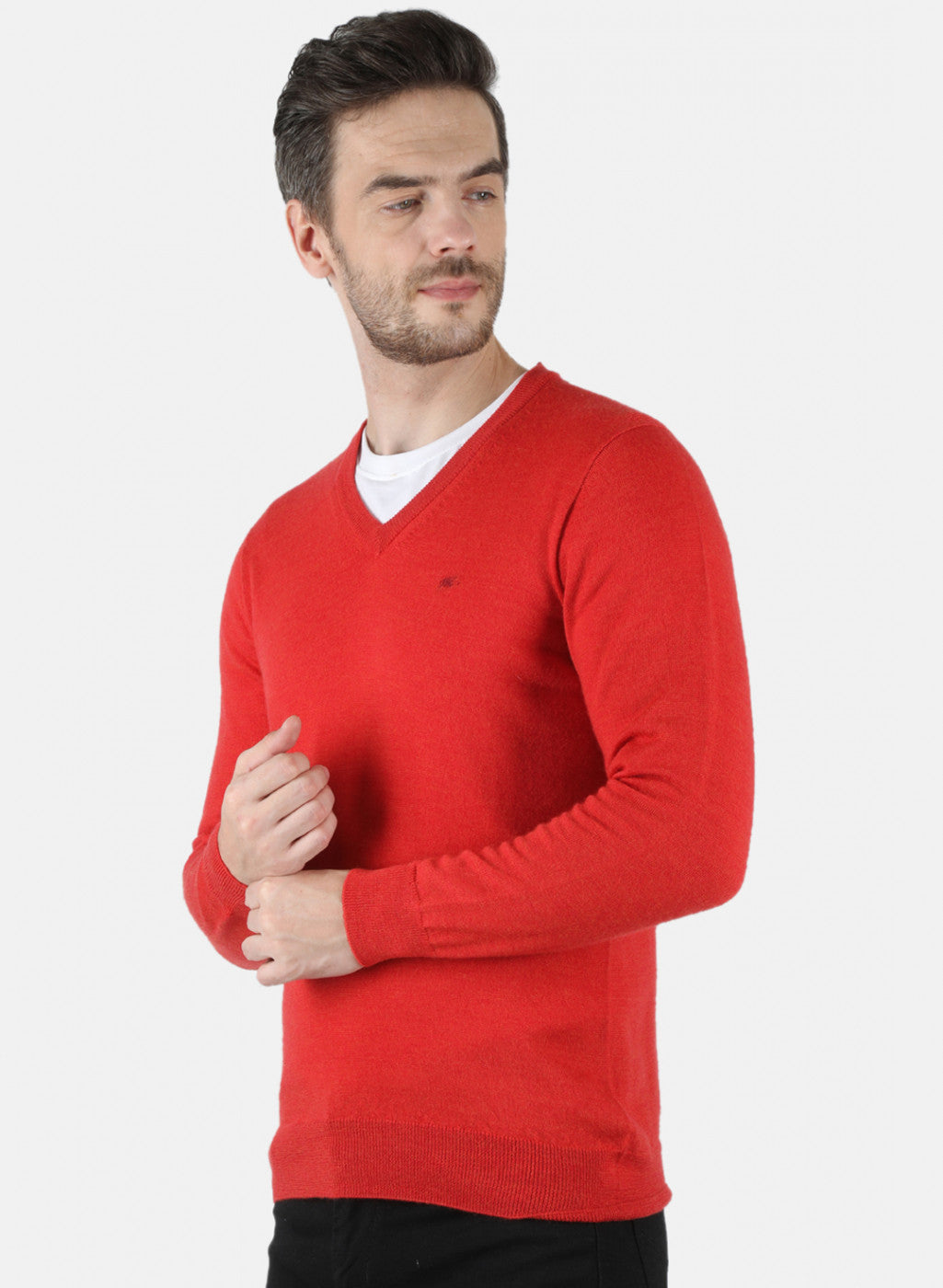 Men Red Solid Pullover