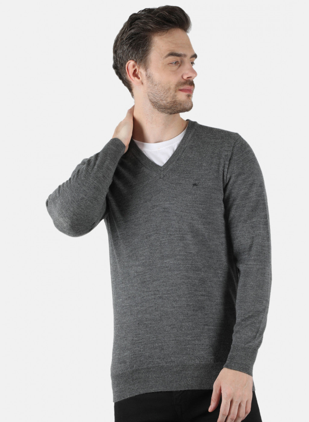 Men Grey Solid Pullover