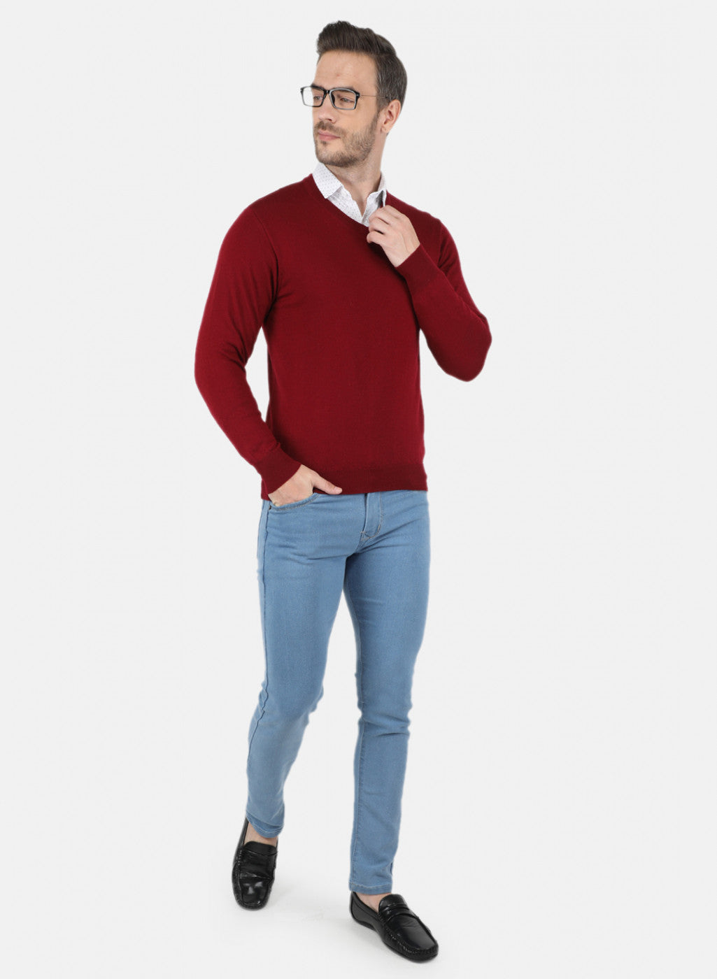 Men Maroon Solid Pullover