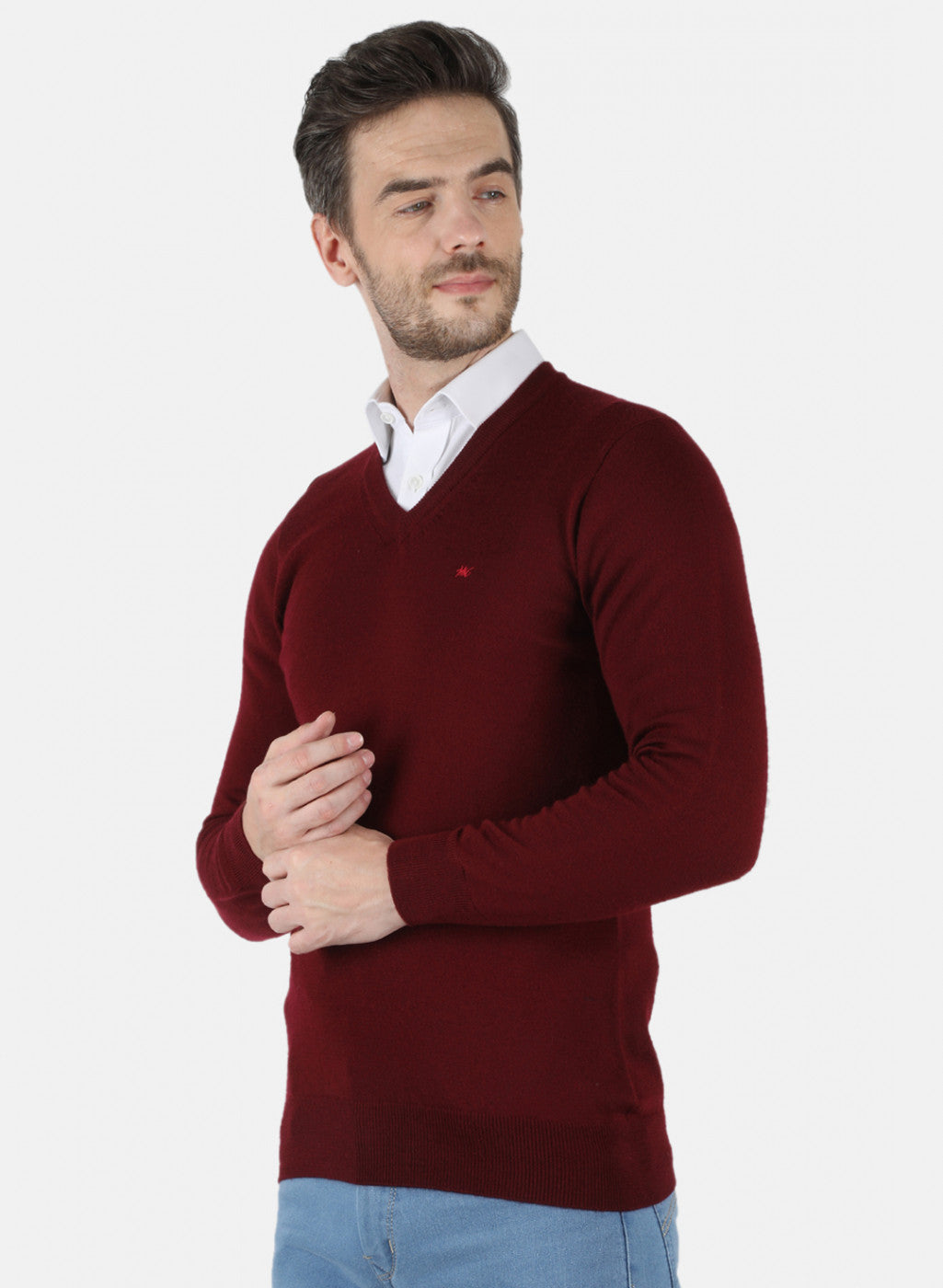 Men Maroon Solid Pullover