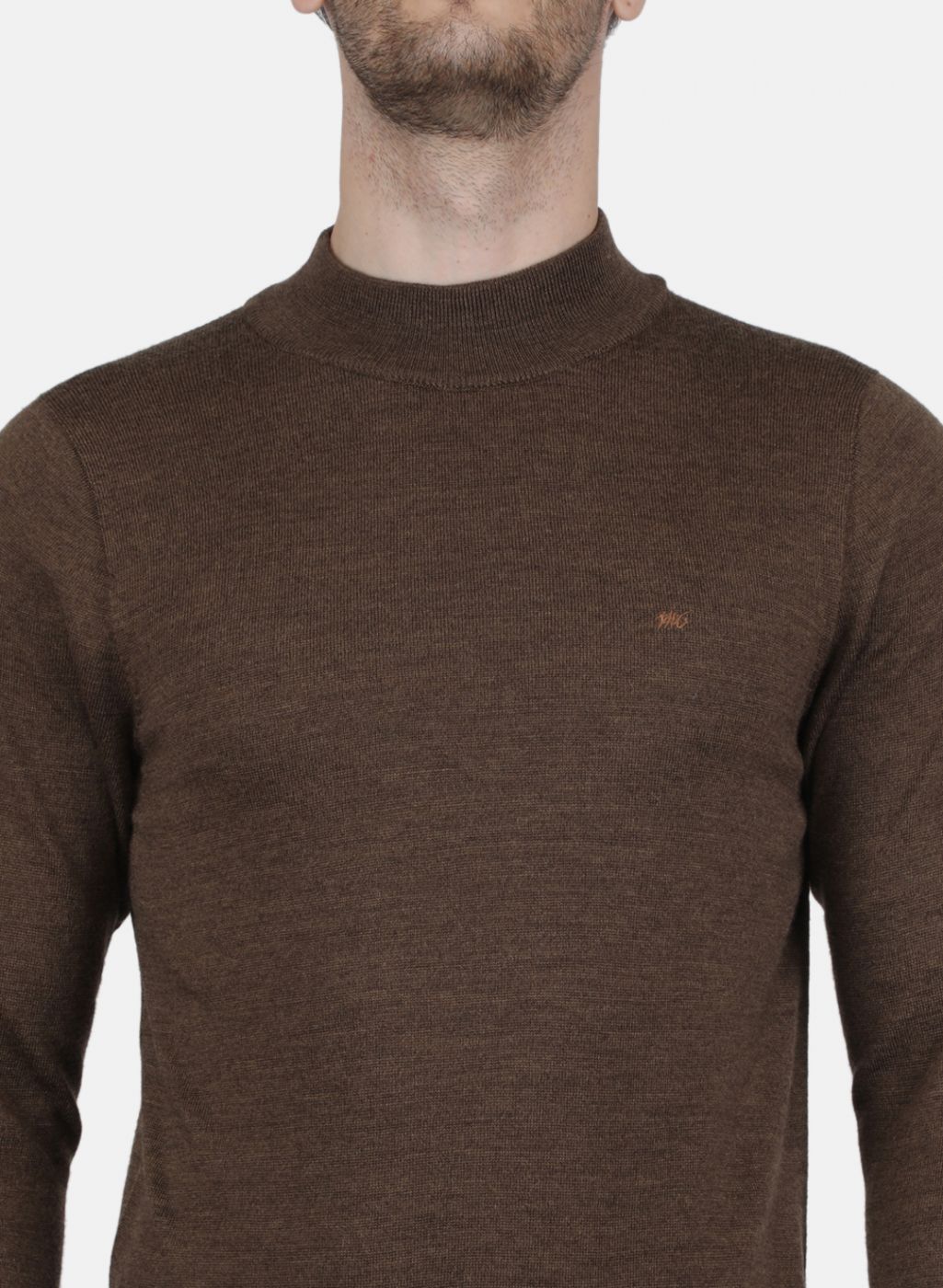 Men Brown Solid Pullover