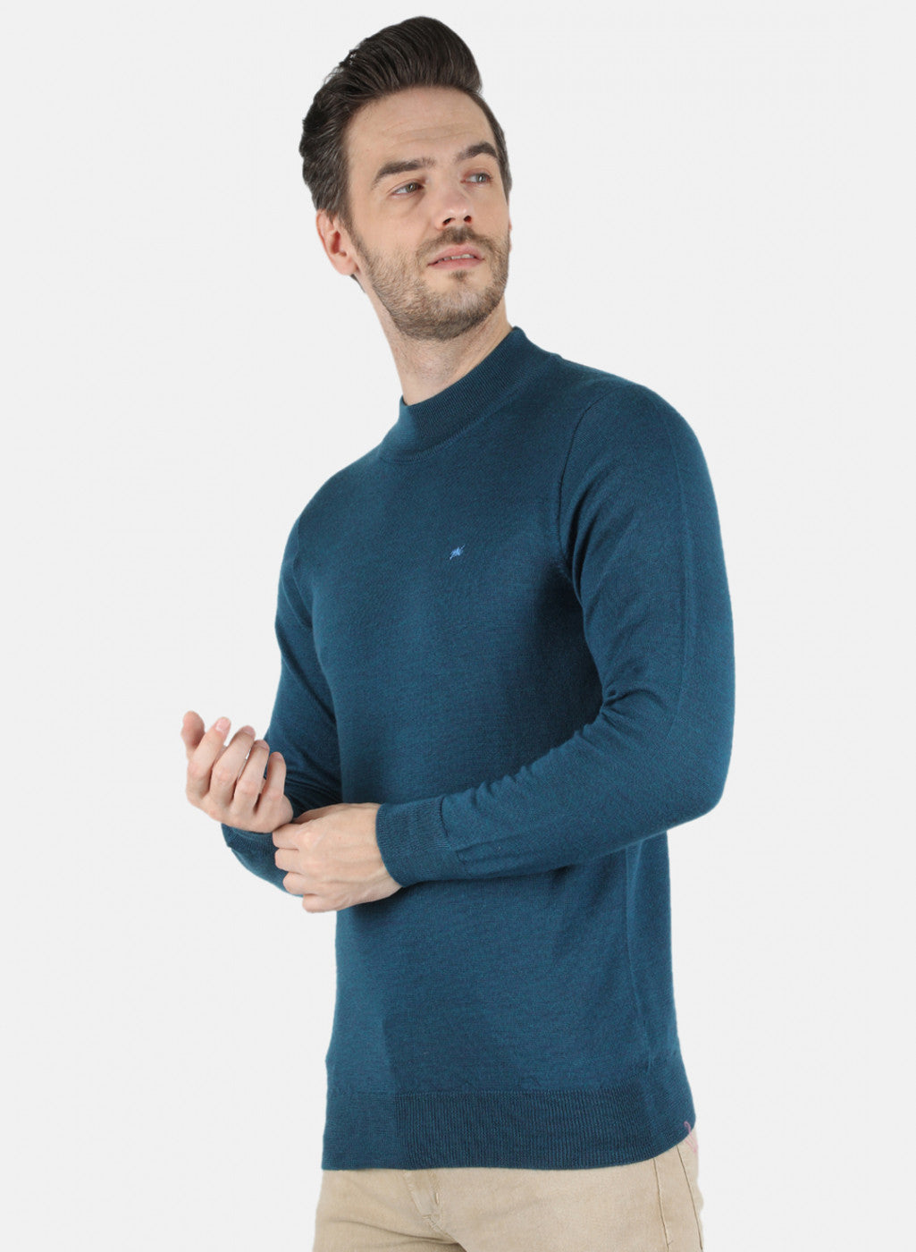Men Blue Solid Pullover