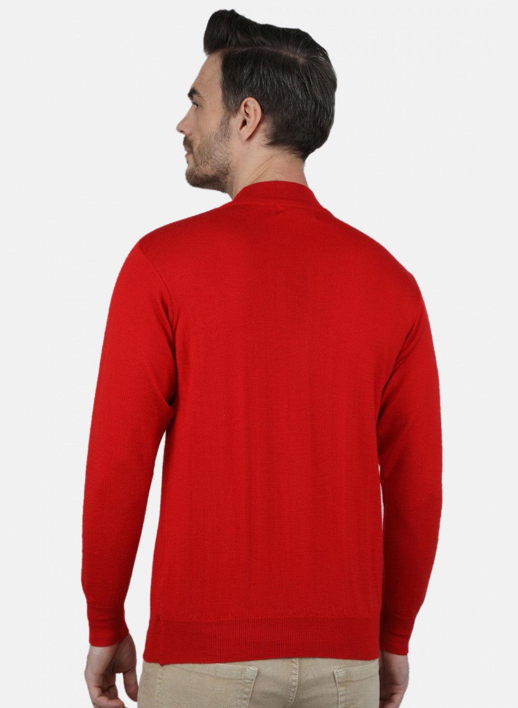 Men Red Solid Pullover
