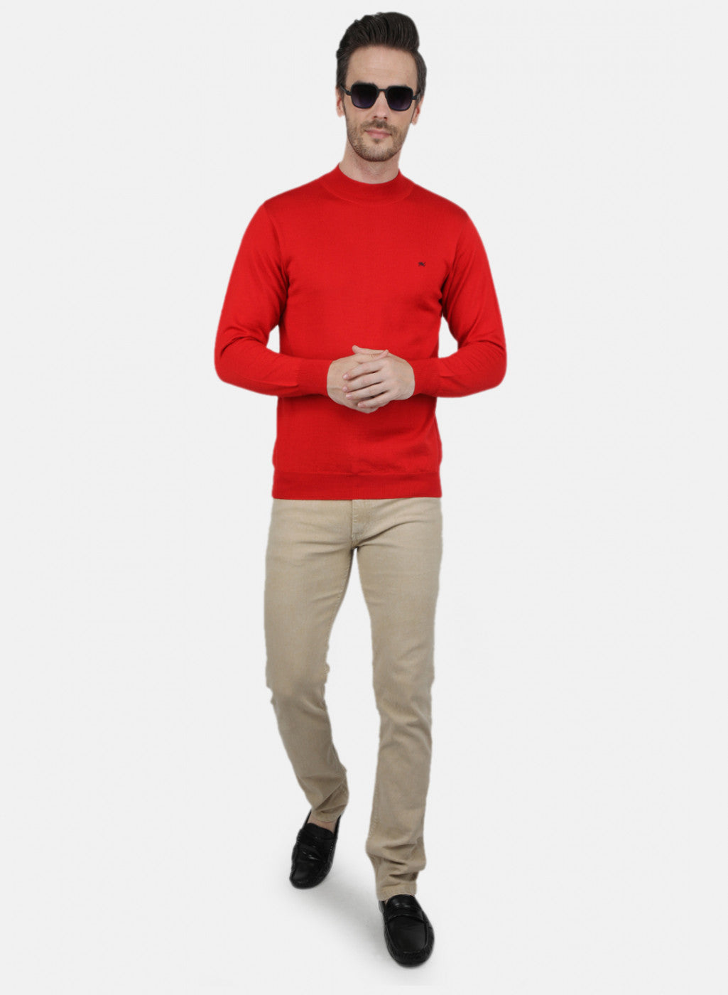 Men Red Solid Pullover