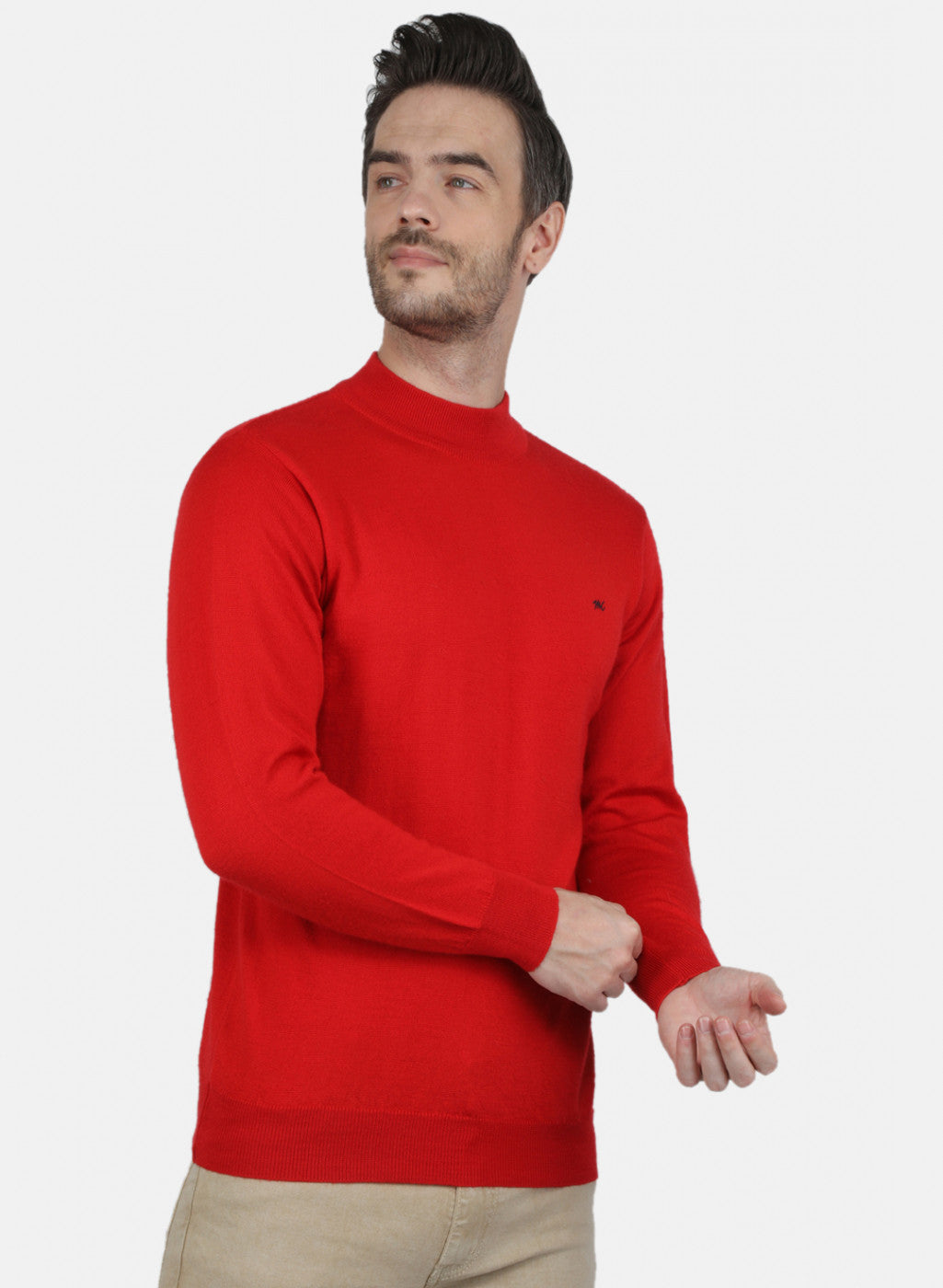 Men Red Solid Pullover