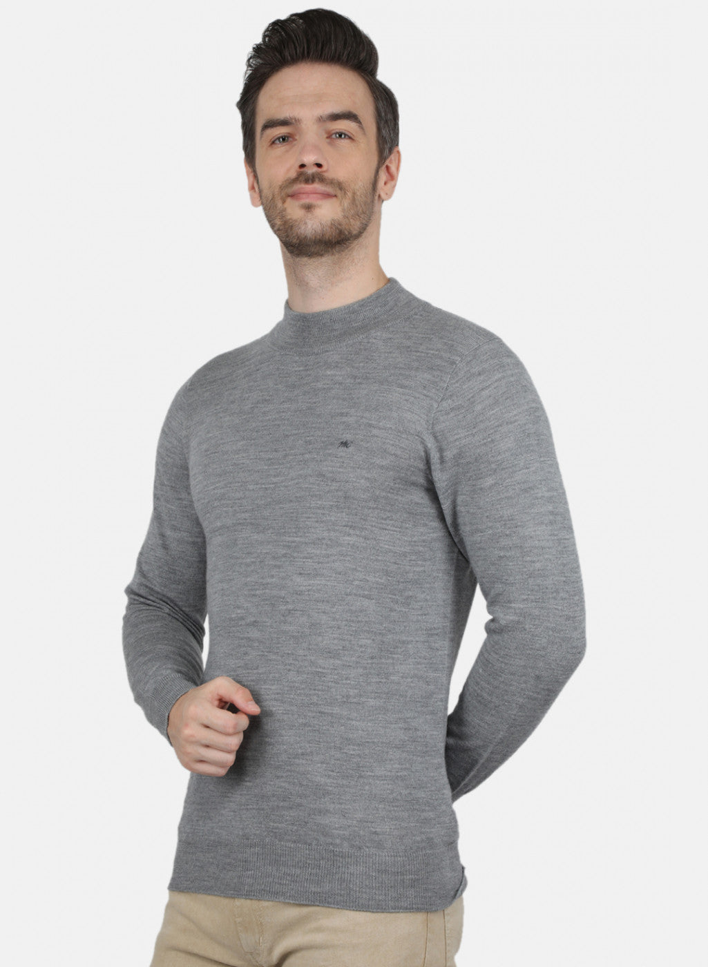 Men Grey Solid Pullover