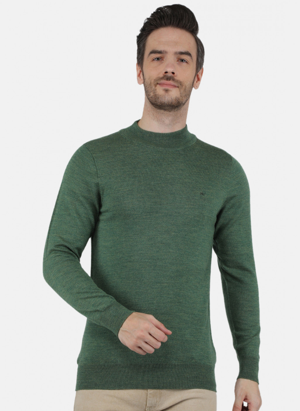 Men Green Solid Pullover