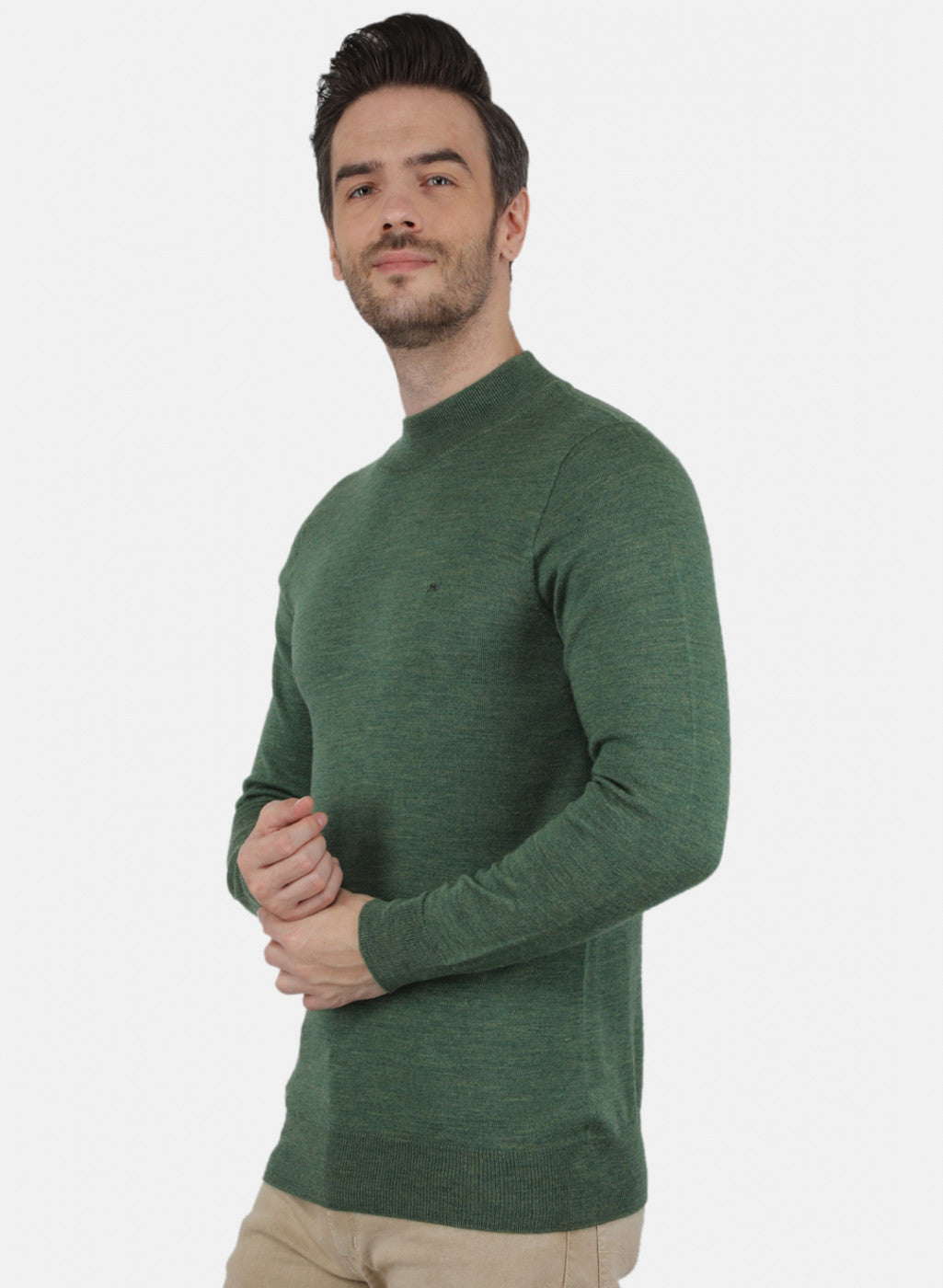 Men Green Solid Pullover