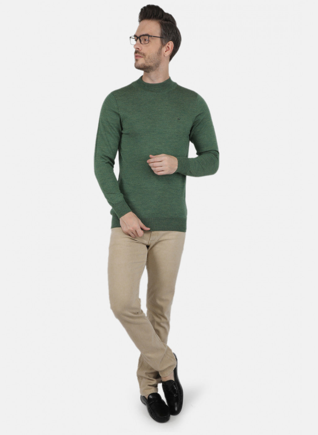 Men Green Solid Pullover