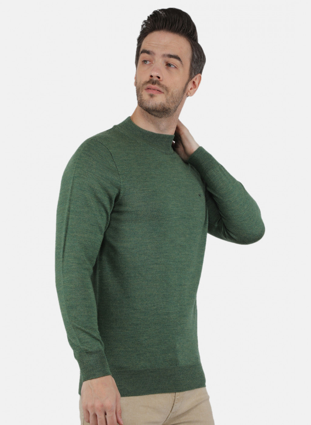 Men Green Solid Pullover
