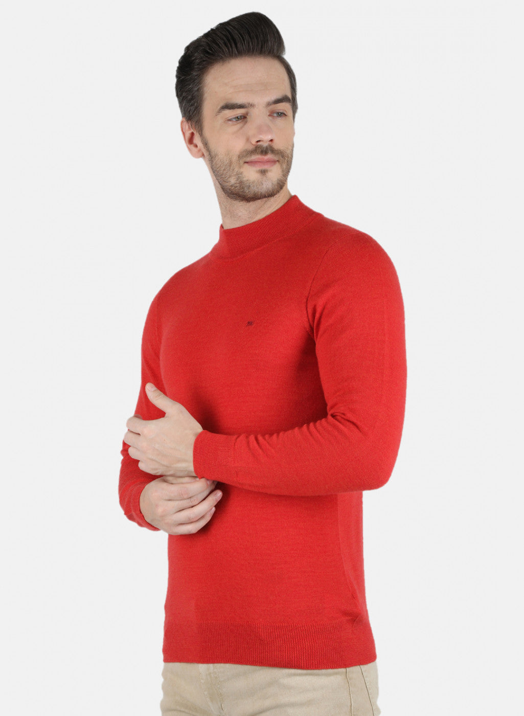 Men Red Solid Pullover