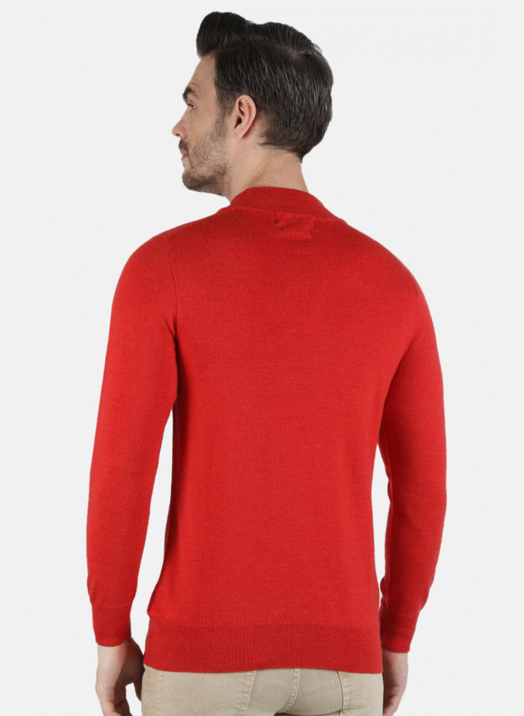 Men Red Solid Pullover