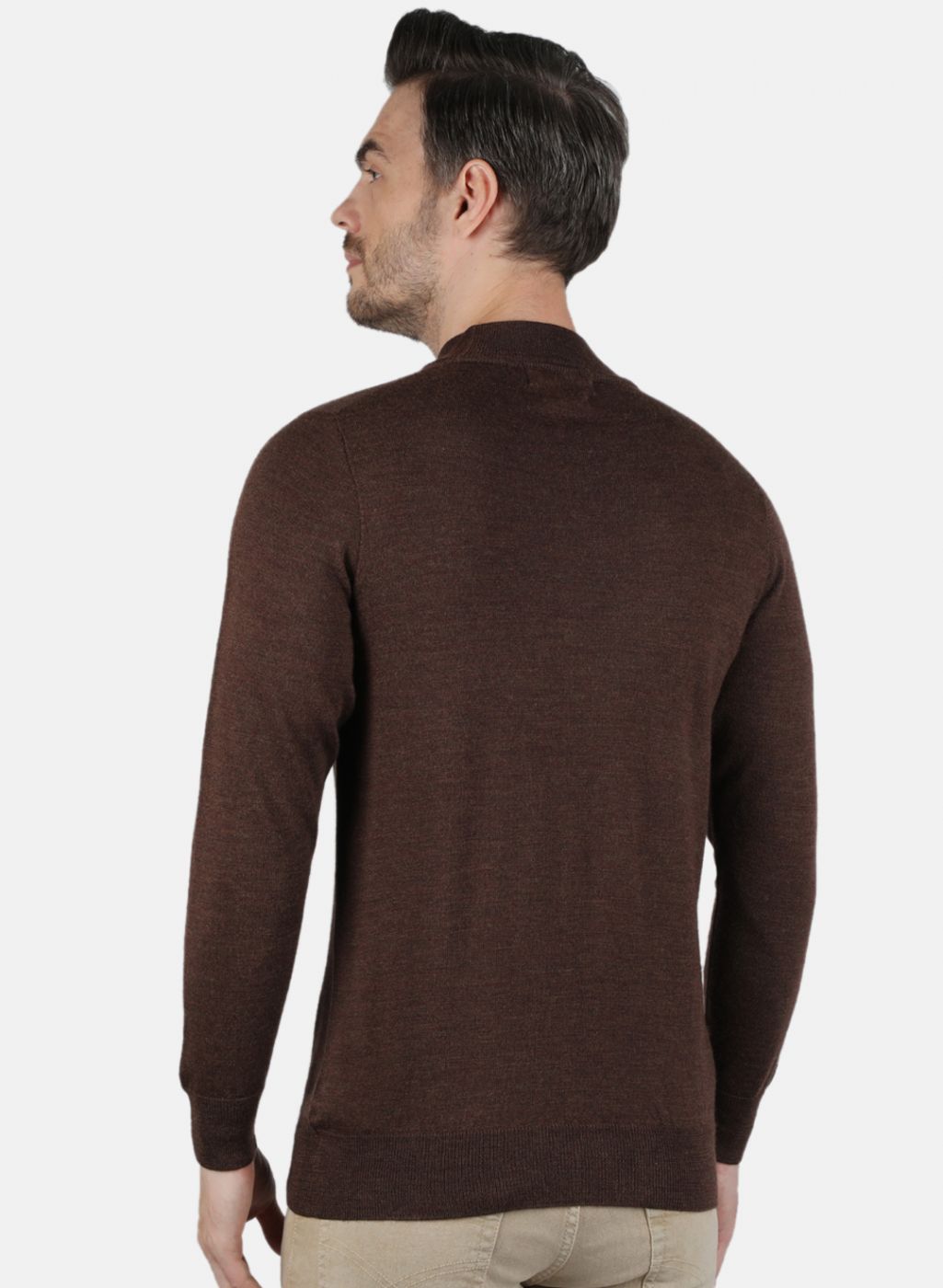 Men Brown Solid Pullover